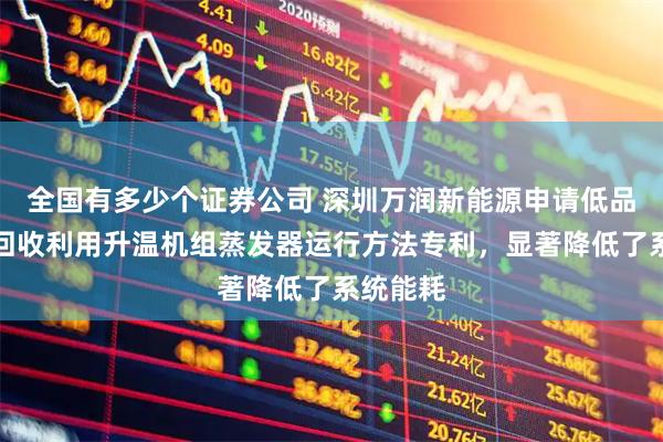 全国有多少个证券公司 深圳万润新能源申请低品位余热回收利用升温机组蒸发器运行方法专利，显著降低了系统能耗